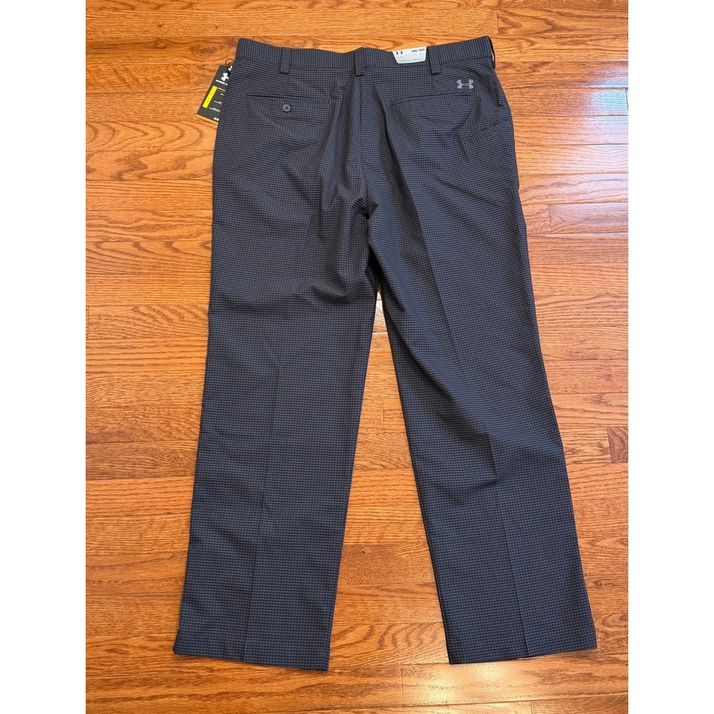 New Under Armour Golf Pants Mens 36x30 Bentgrass Performance Gray Check Chino